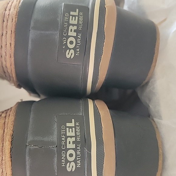 SOREL Brown and Black Leather Duck Boots Winter Rain Boots - Picture 3 of 7